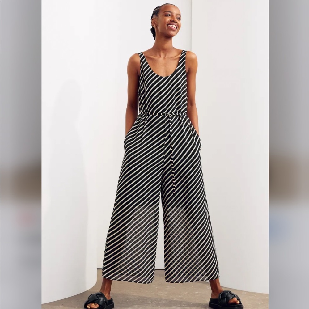 H&M Ankle Length Striped Chiffon Jumpsuit NWT